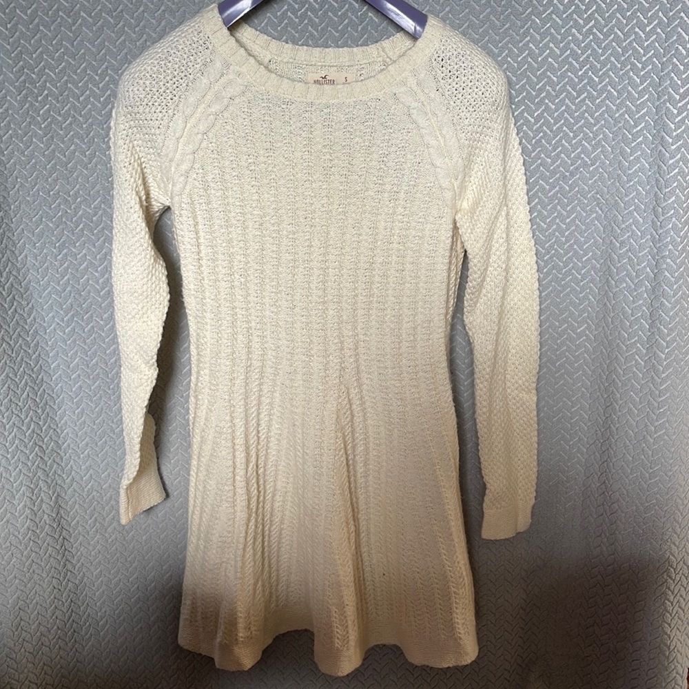 White Long Sleeve Wool Dress
